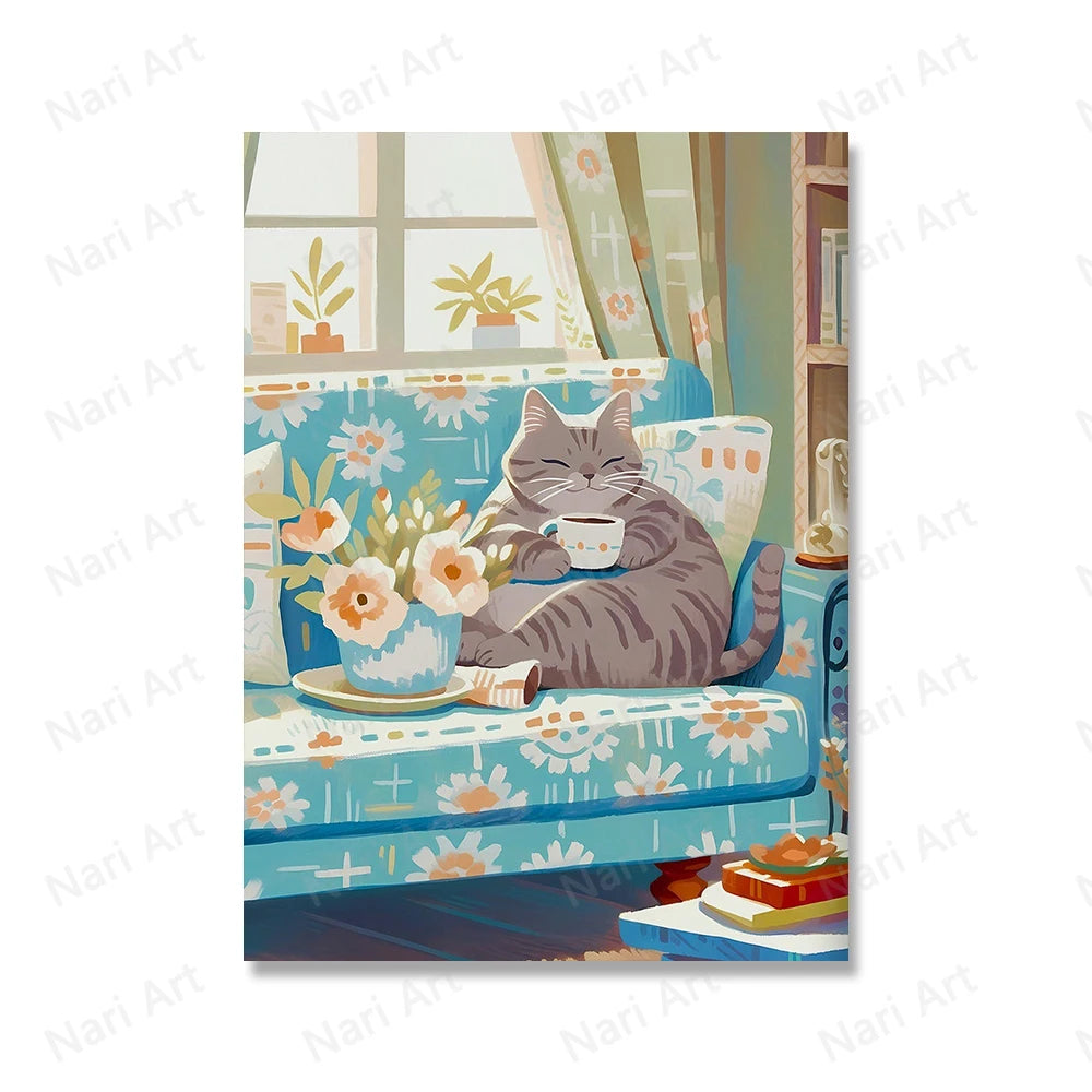 Coffee Cat Purr-fekt Retro Slik