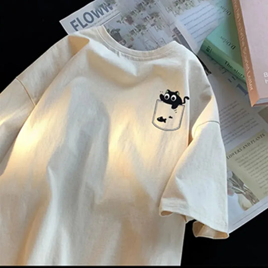 Coffee Cat 'Meow Me Too' Oversized T-Shirt