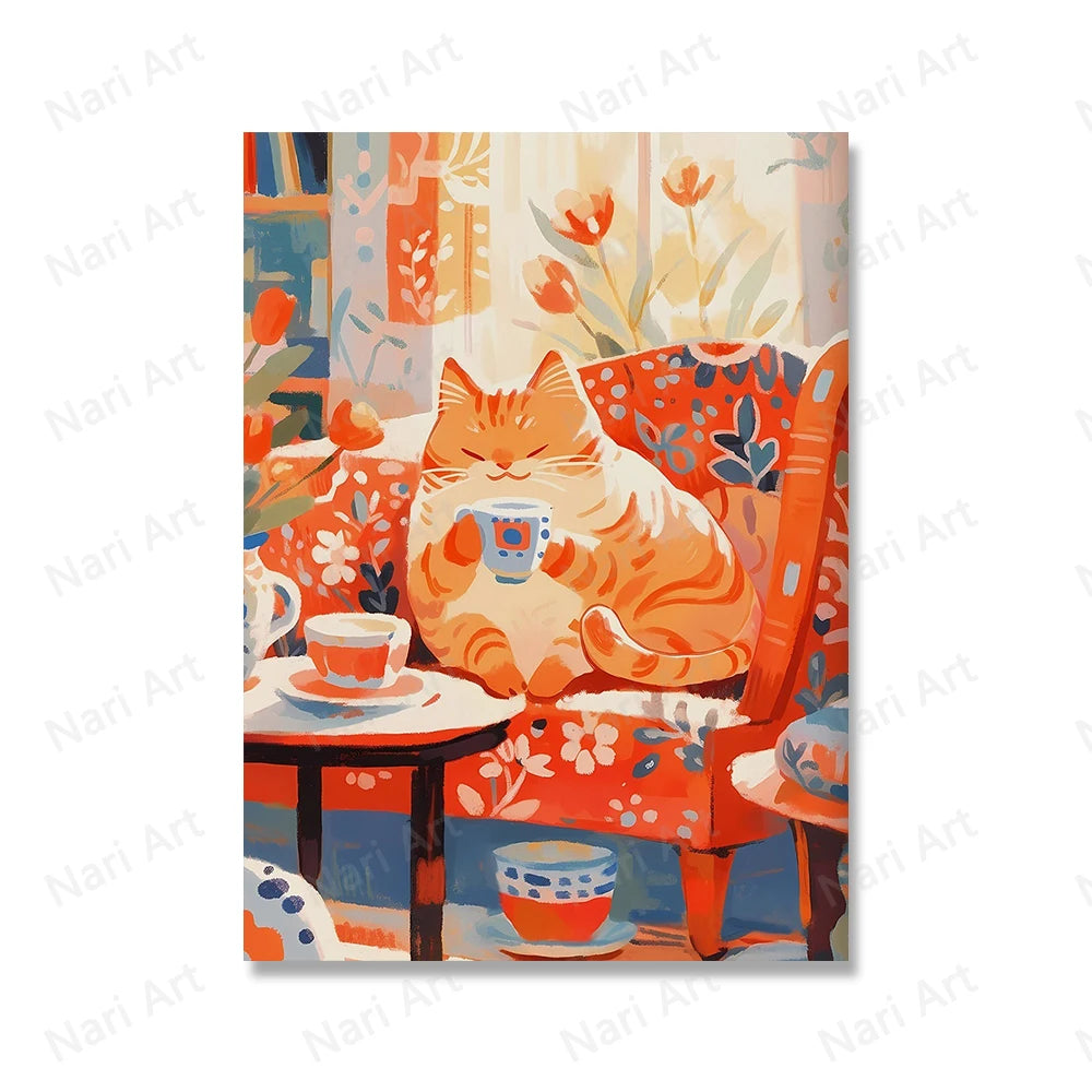 Coffee Cat Purr-fekt Retro Slik