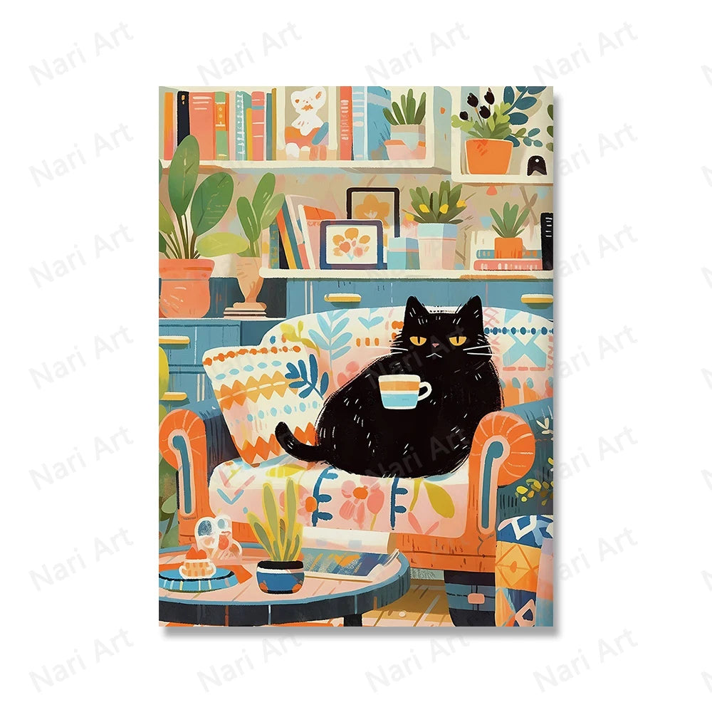 Coffee Cat Purr-fekt Retro Slik
