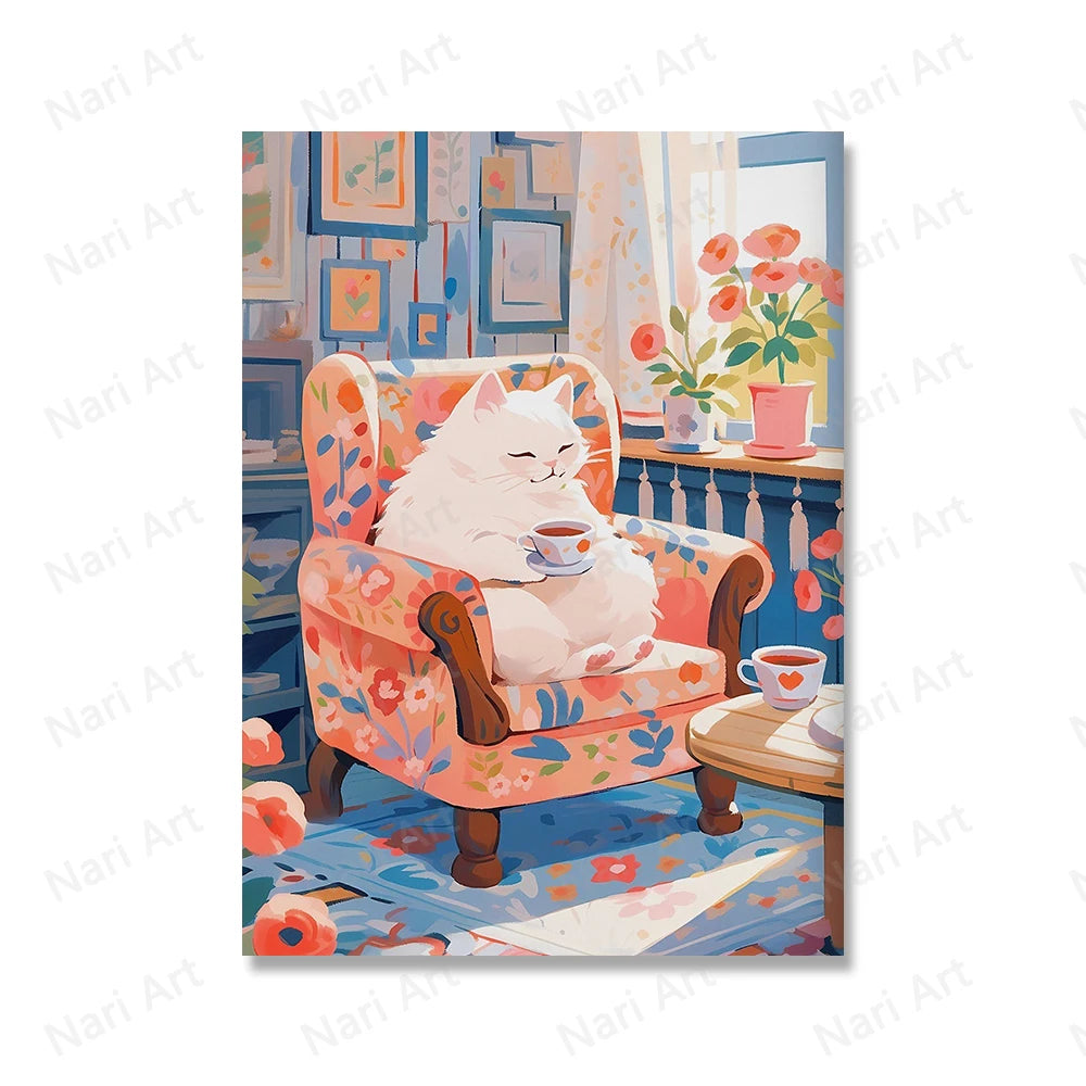 Coffee Cat Purr-fekt Retro Slik