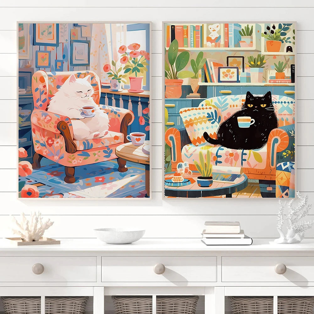 Coffee Cat Purr-fekt Retro Slik