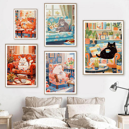 Coffee Cat Purr-fekt Retro Slik