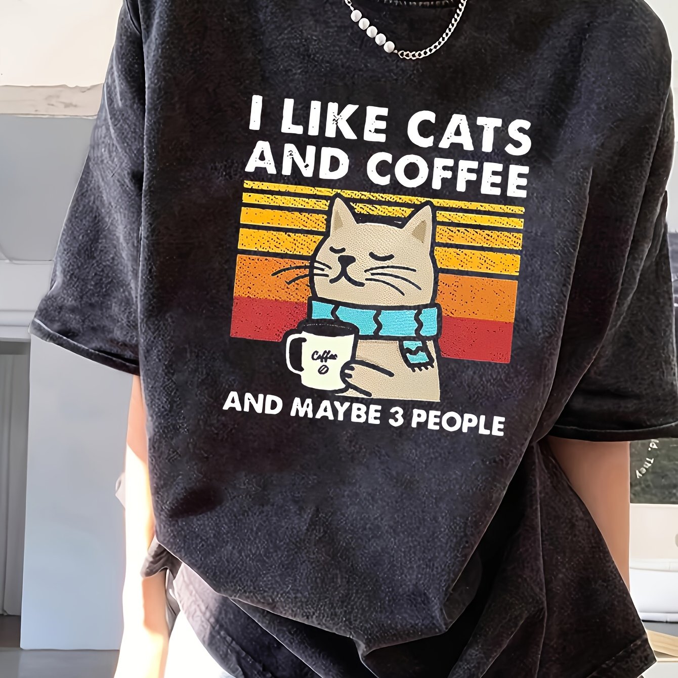 Coffee Cat Purrsonality Oversized T-shirt