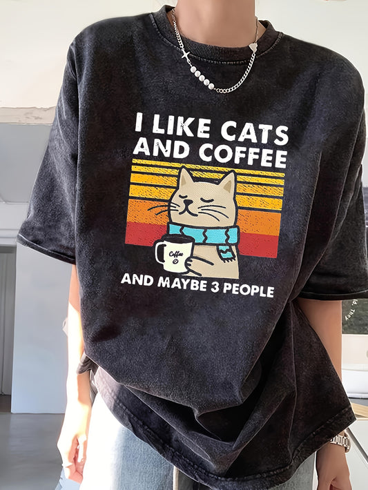Coffee Cat Purrsonality Oversized T-shirt